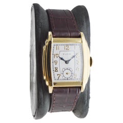 Elgin Yellow Gold Filled Tonneau Shape Watch Circa 1931 with Original Dial