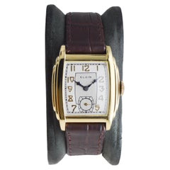 Used Elgin Yellow Gold Filled Tonneau Shape Watch Circa 1931 with Original Dial
