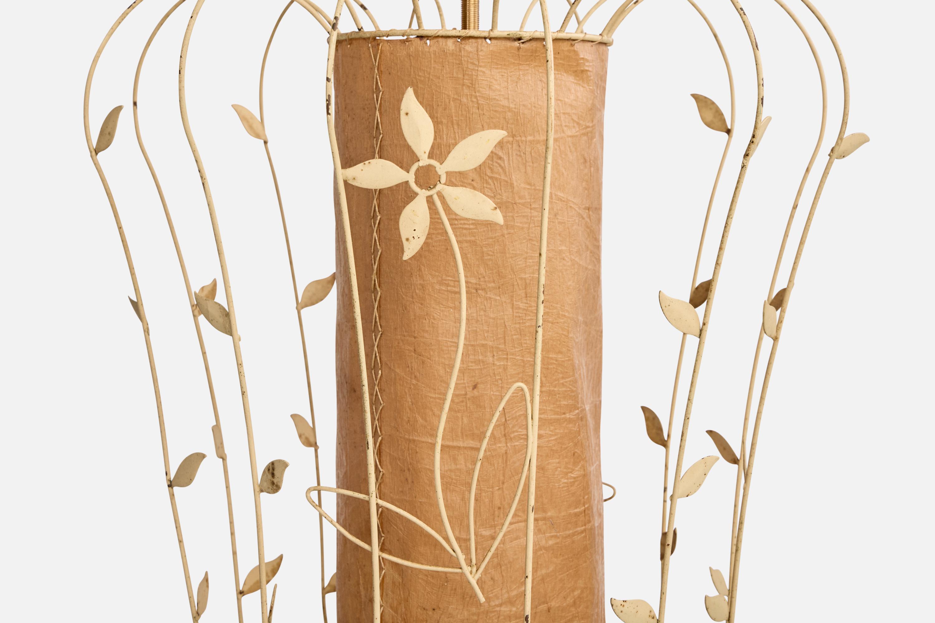 Elhå Belysning, Pendant Light, Metal, Parchment Paper, Sweden, 1940s 2