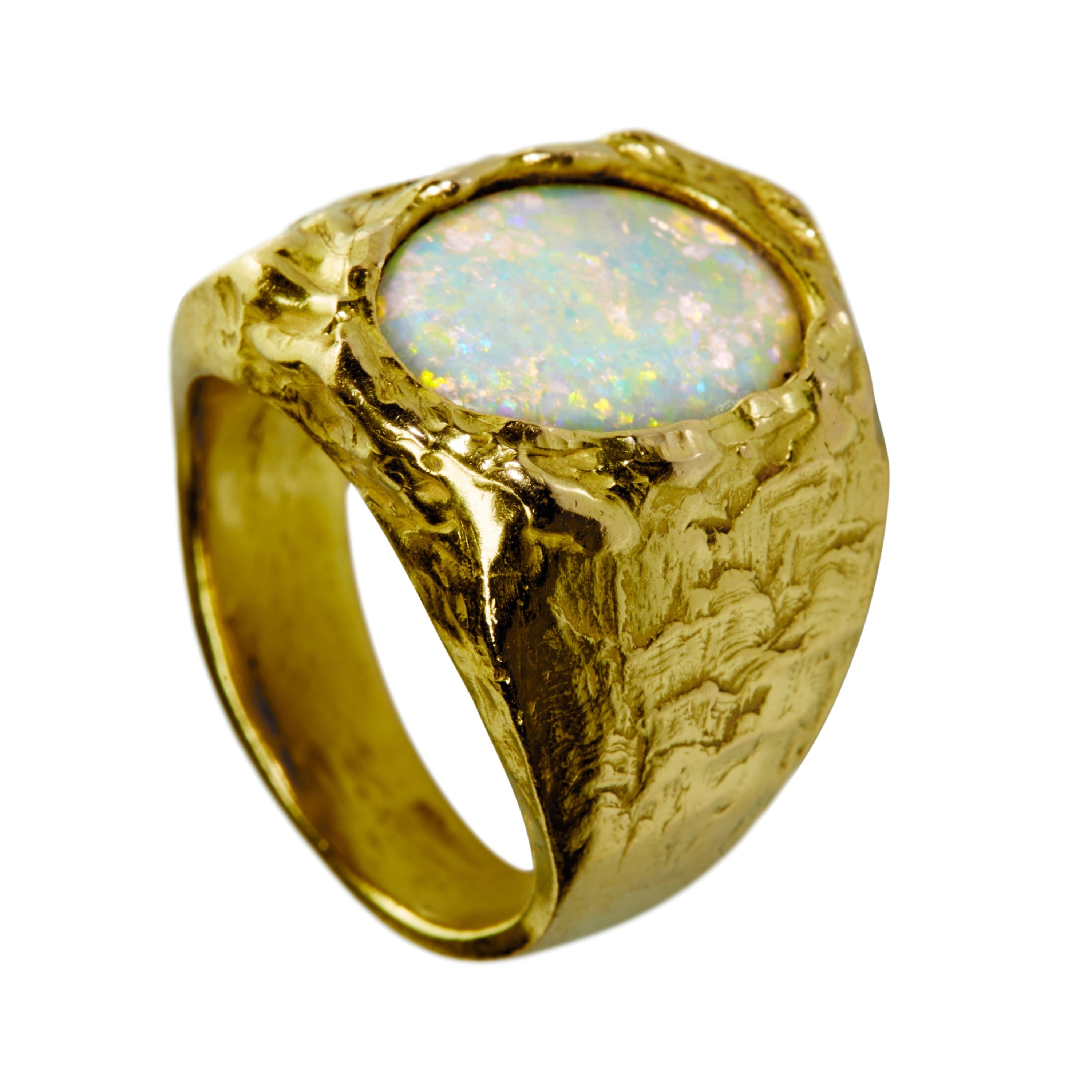 18 Karat Gold Abyss Signature Opal Ring with White Water Opal For Sale