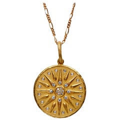 18 Karat Gold Letter M Necklace with Top Wesselton VVS Diamonds