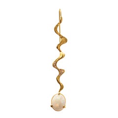 18 Karat Gold Nude Neptune Earring with White Water Opal and Pink Spinels