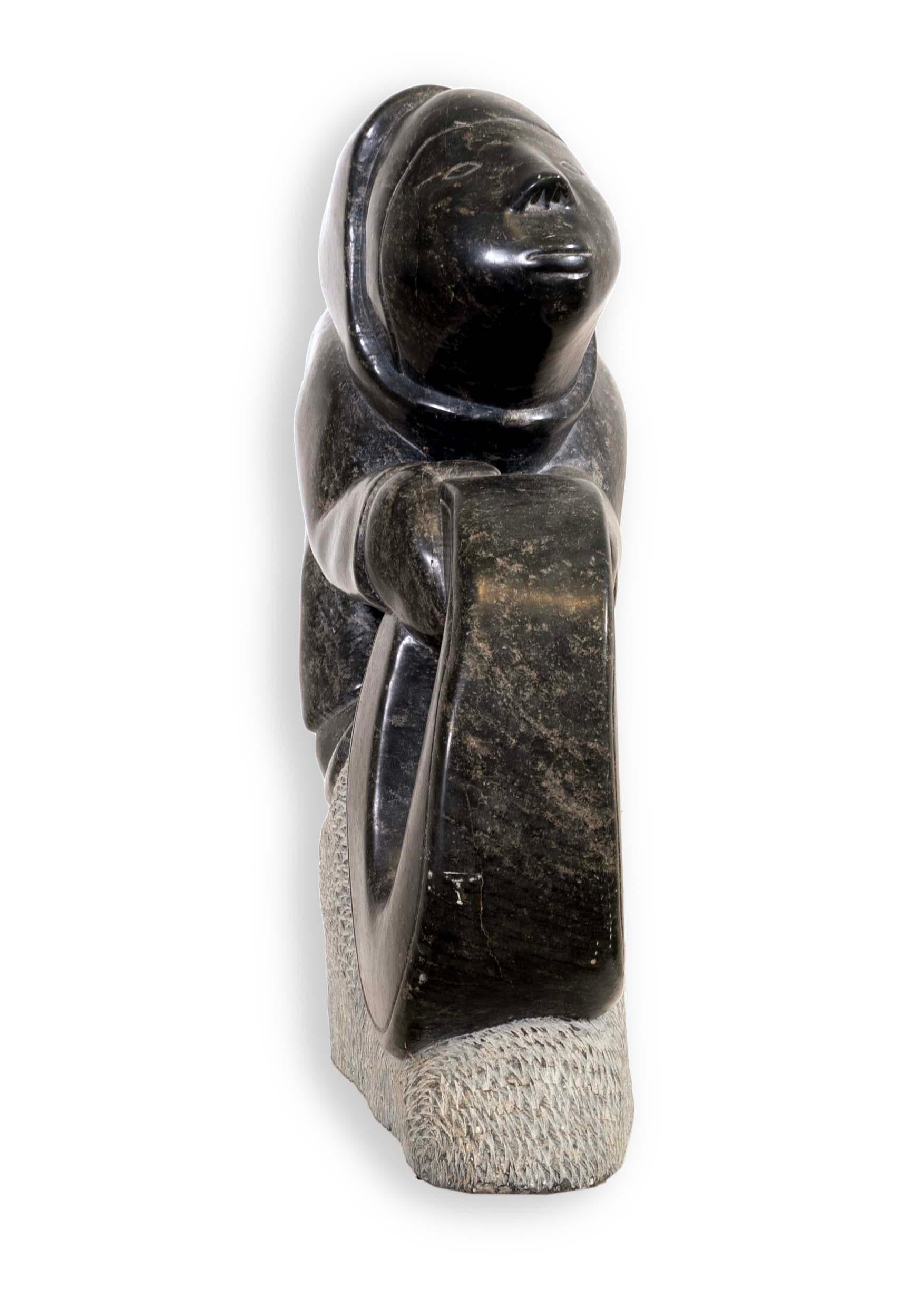 Eli Elijassiakpik Inuit Figurative Soapstone Carving Sculpture Quebec Canadian In Good Condition In Keego Harbor, MI