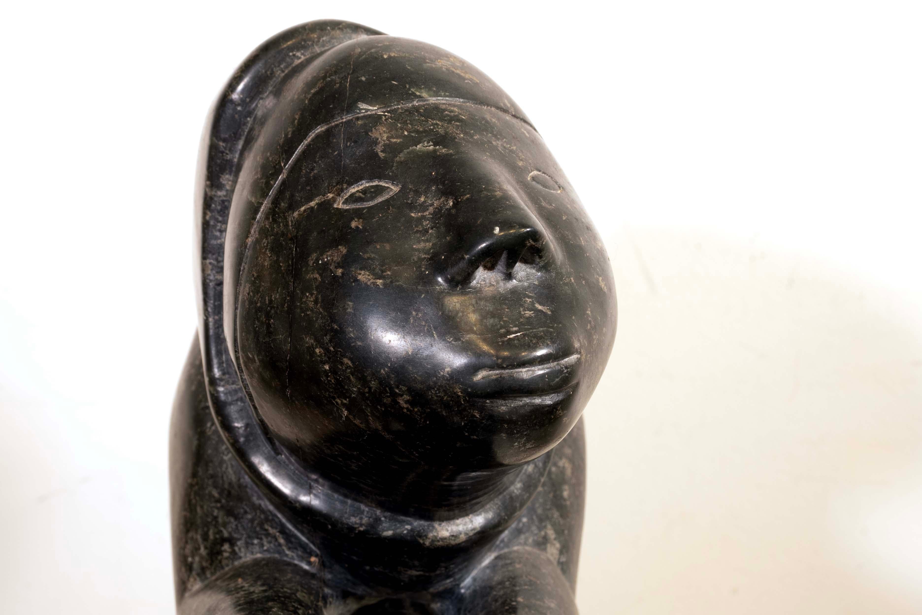 Eli Elijassiakpik Inuit Figurative Soapstone Carving Sculpture Quebec Canadian 2