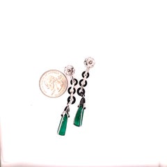 Eli Frei Smaragd-Onyx-Diamant-Ohrringe in Weißgold