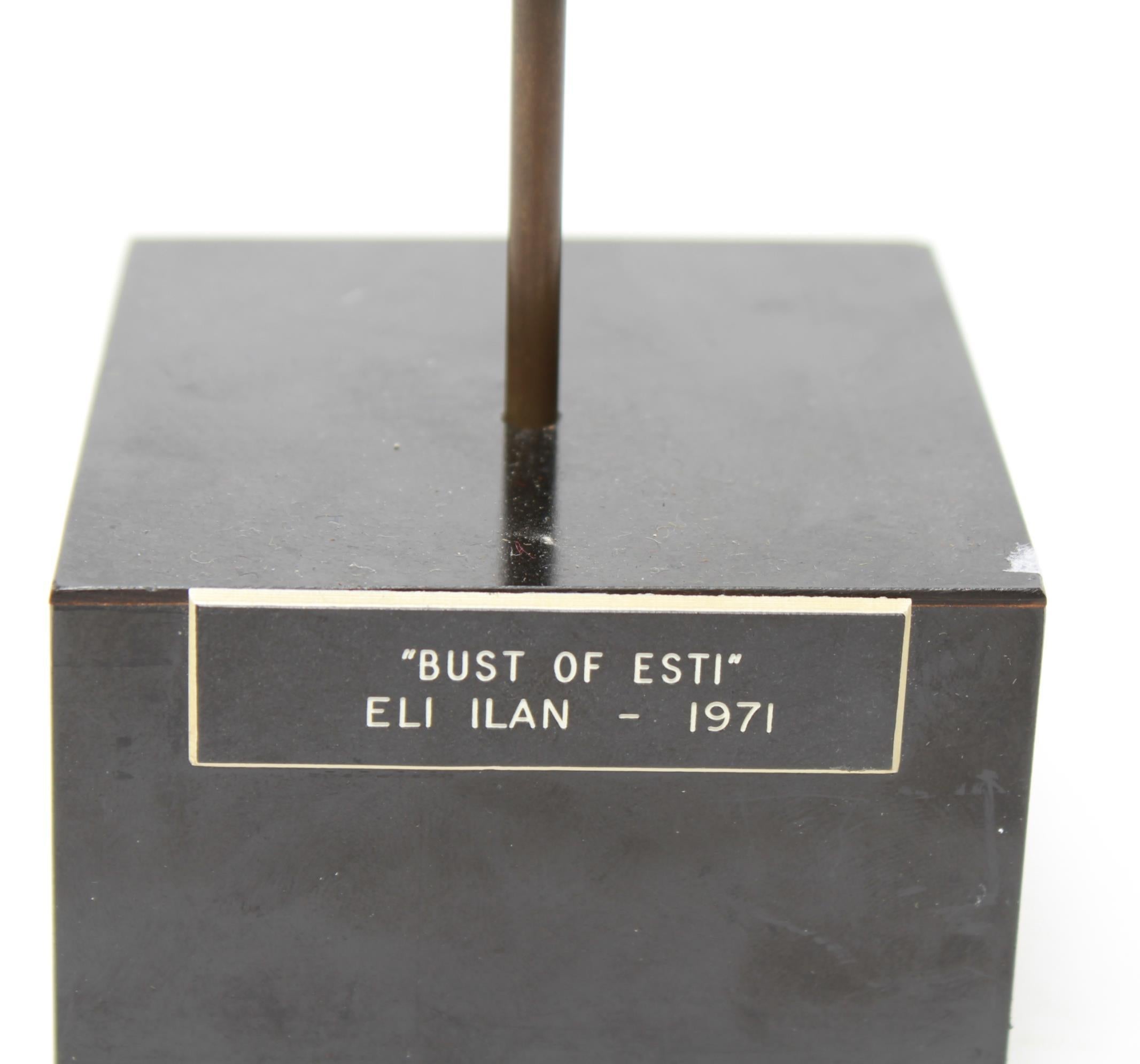 Eli Ilan 'Bust of Esti' Modern Bronze Sculpture Om Base 1
