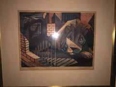 Vintage Eli Jacobi "The Lion" Colored Woodcut