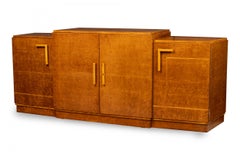 Eli Jacques Kahn Art Deco American Birds-Eye Inlaid Maple 3-Cabinet Credenza