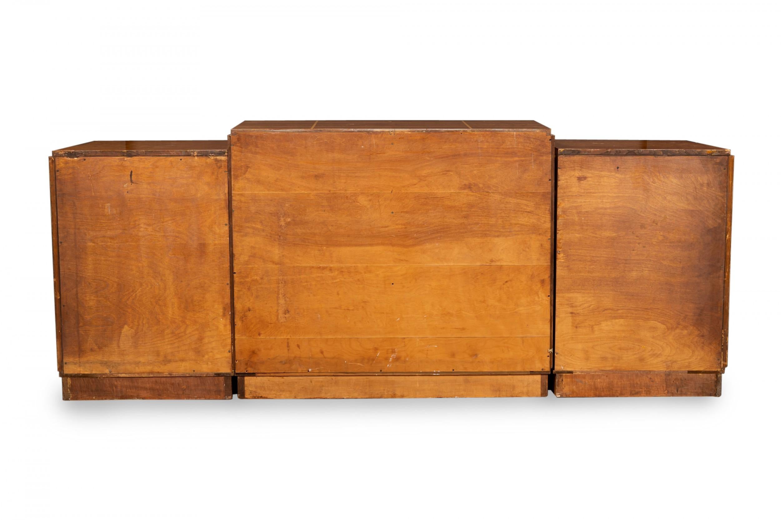 Inlay Eli Jacques Kahn Art Deco American Birds-Eye Inlaid Maple 3-Cabinet Credenza For Sale