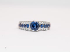 Eli Jewels Platinum Ceylon Sapphire & Diamond Ring, Late 20th Century