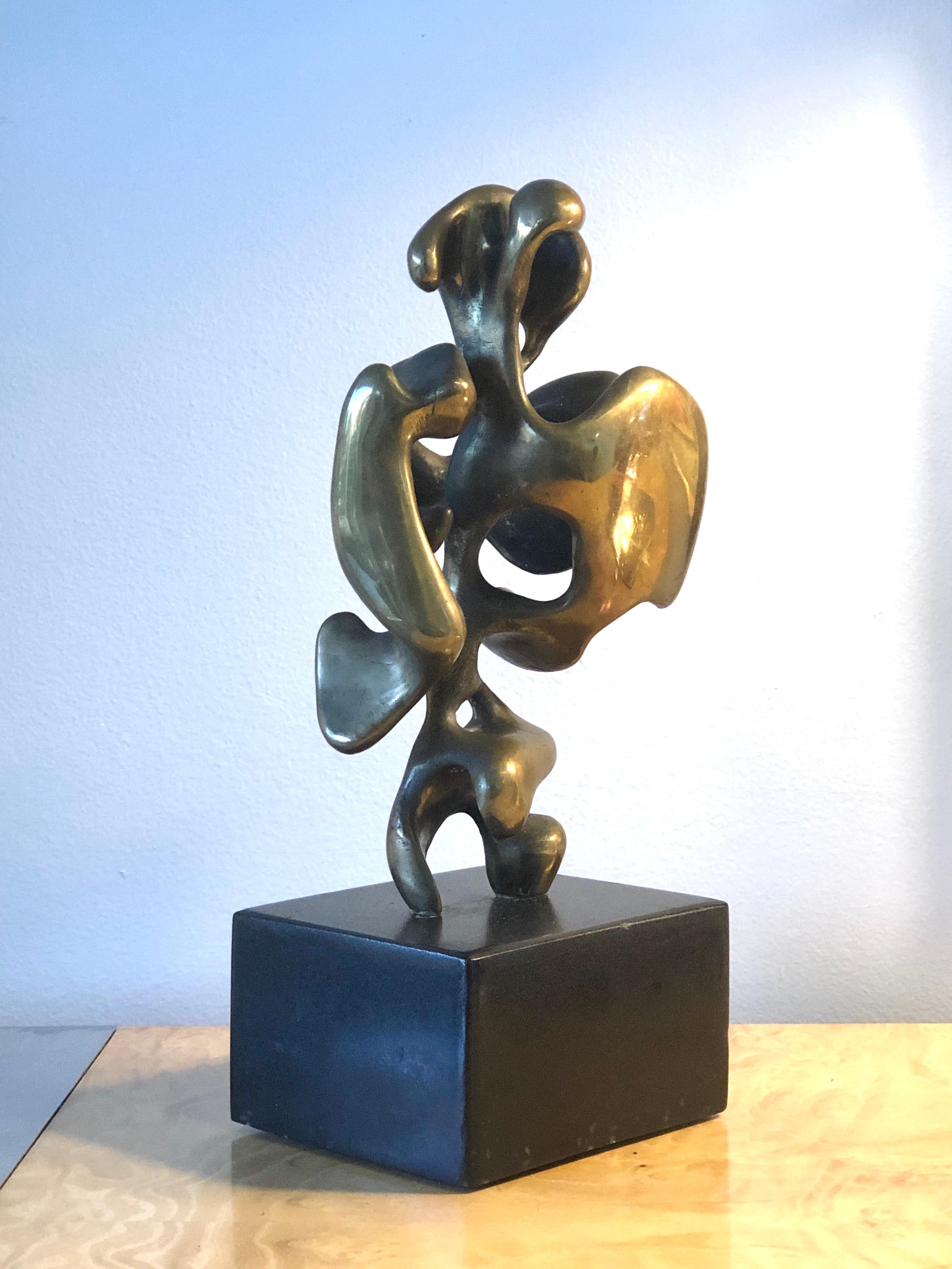Eli Karpel Abstract Bronze Midcentury Sculpture In Good Condition In Miami, FL