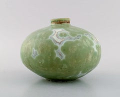 Eli Keller, Sweden, Round Unique Vase in Glazed Stoneware, 21st C