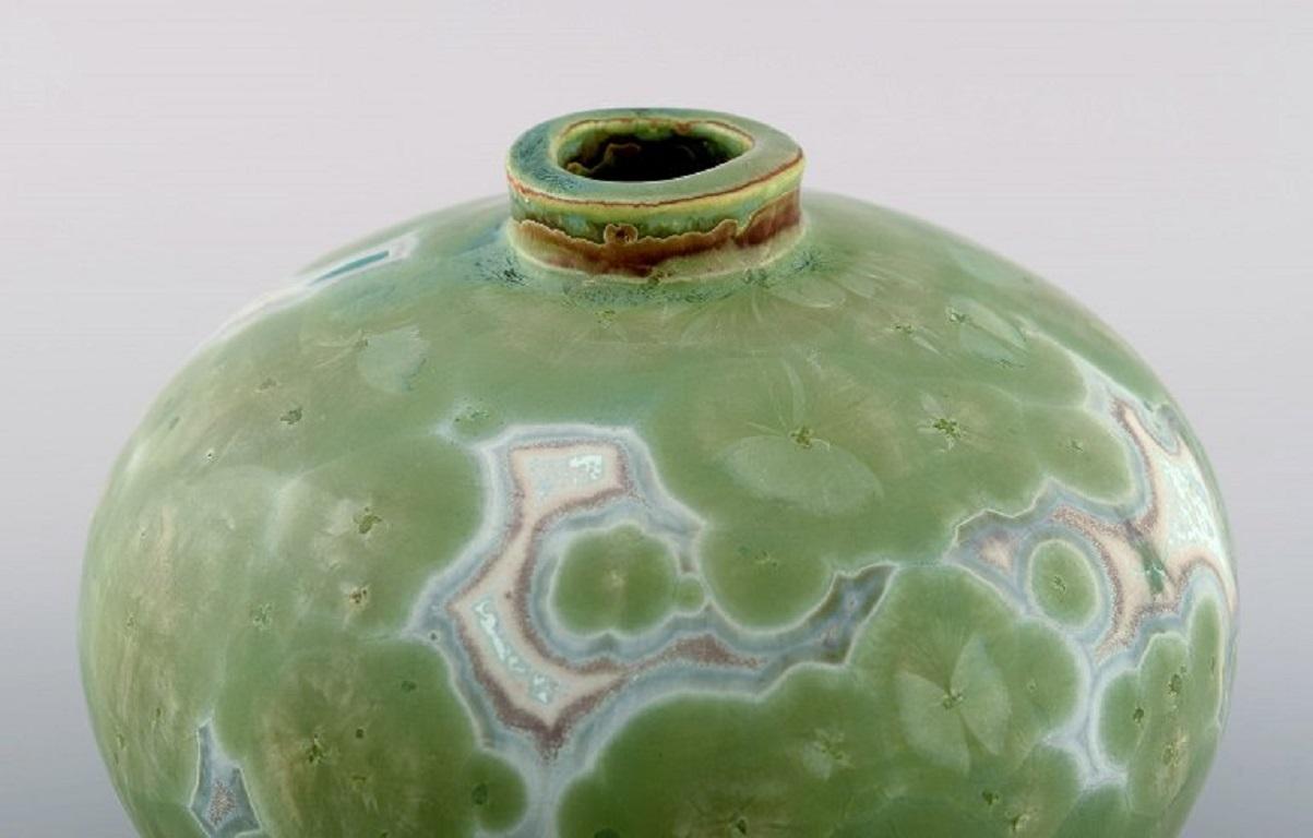 Swedish Eli Keller, Sweden, Round Unique Vase in Glazed Stoneware, 21st C