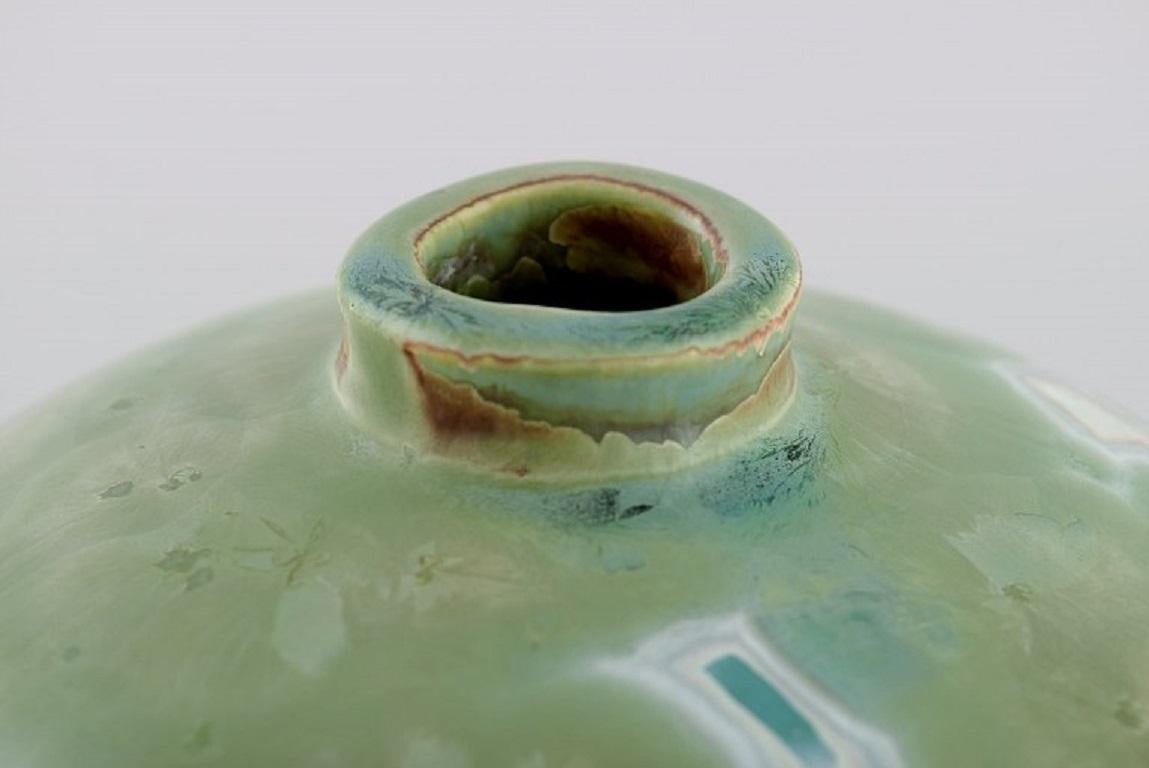 Contemporary Eli Keller, Sweden, Round Unique Vase in Glazed Stoneware, 21st C