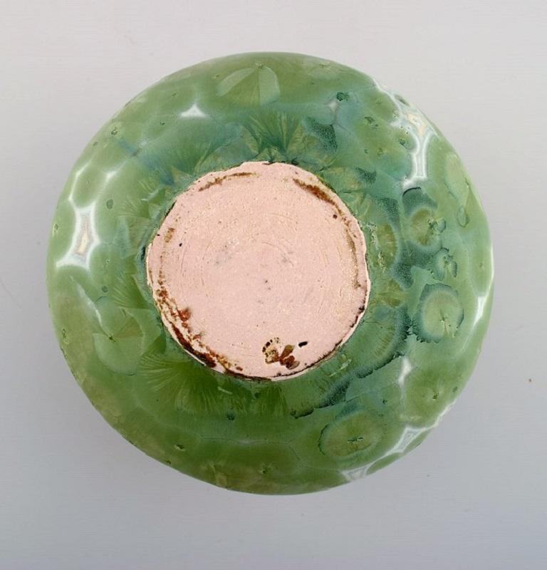 Eli Keller, Sweden, Round Unique Vase in Glazed Stoneware, 21st C 1