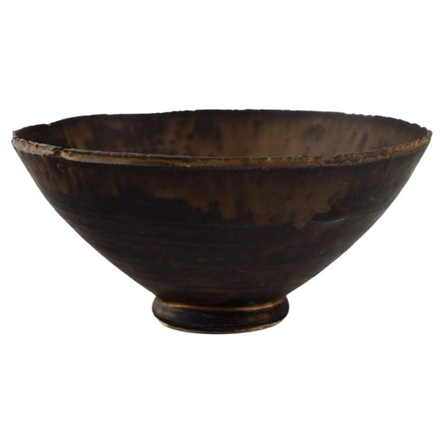 Eli Keller, Sweden, Unique Bowl in Glazed Stoneware, Japanese Style For Sale