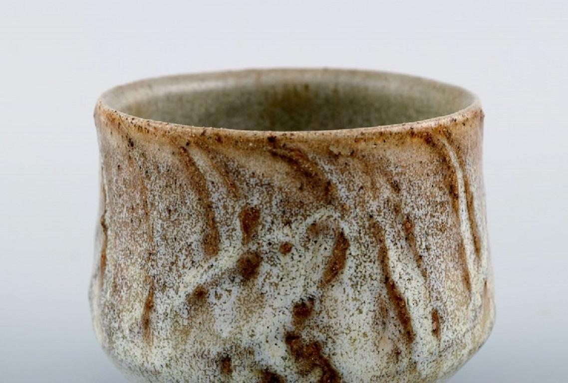 Modern Eli Keller, Sweden, Unique Cup in Glazed Stoneware, Japanese Style For Sale