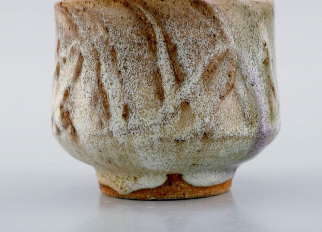 Swedish Eli Keller, Sweden, Unique Cup in Glazed Stoneware, Japanese Style For Sale