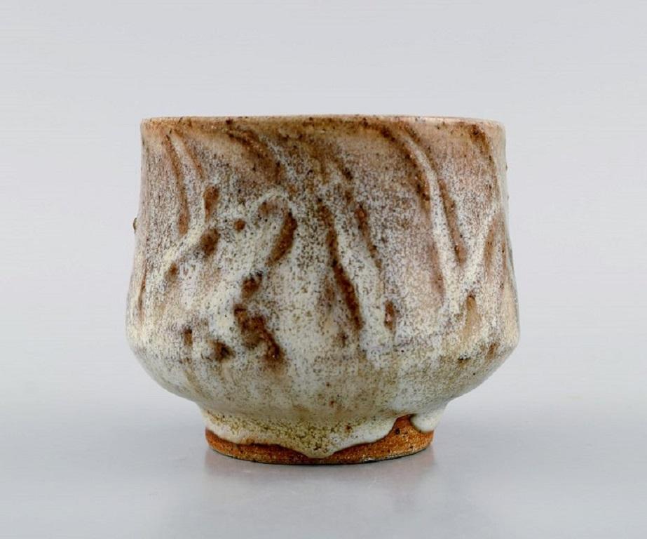 Eli Keller, Sweden, Unique Cup in Glazed Stoneware, Japanese Style In Excellent Condition For Sale In Copenhagen, DK