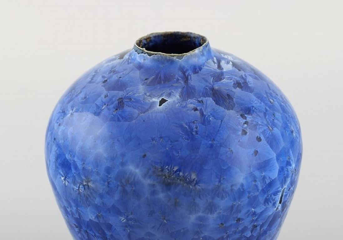 Swedish Eli Keller 'b. 1942', Sweden, Unique Vase in Glazed Stoneware, 21st C. For Sale