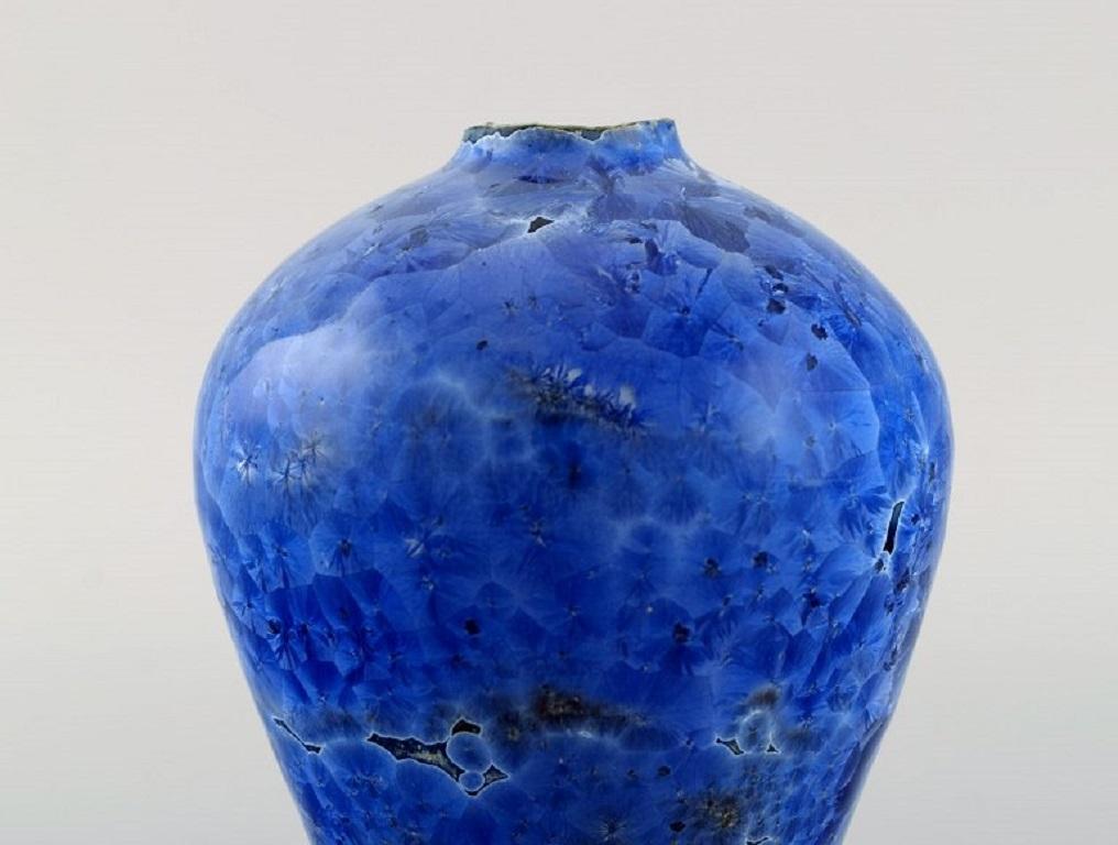 Eli Keller 'b. 1942', Sweden, Unique Vase in Glazed Stoneware, 21st C. In Excellent Condition For Sale In Copenhagen, DK