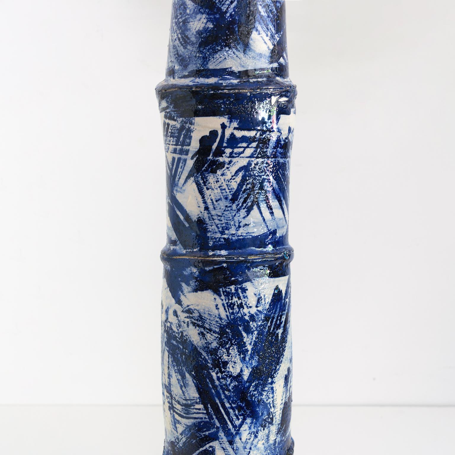 Hand-Crafted Eli Keller, Scandinavian Modern, Unique Studio Vase Inspired by Bamboo For Sale