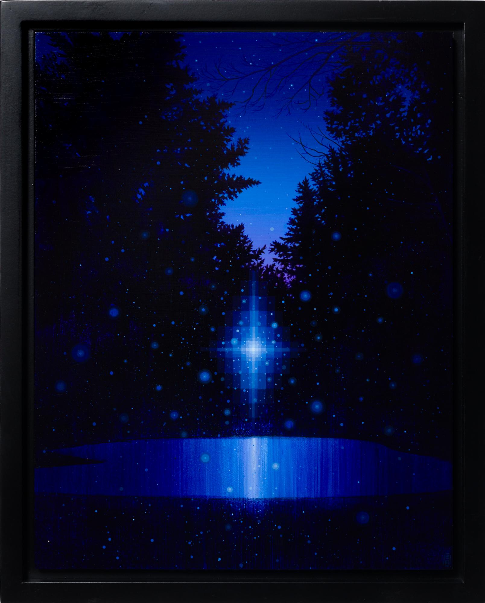 "Sleep Embers",  Gouache on Panel, Fictional Landscape, Depiction of Stars