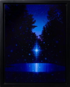 "Schlafglut",  Gouache auf Tafel, figürliche Landschaft, Darstellung von Sternen