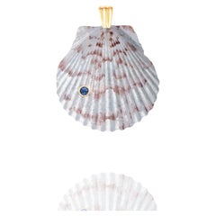 Eli Natural Shell Pendant with 14k Gold and Natural Blue Sapphire Gemstone