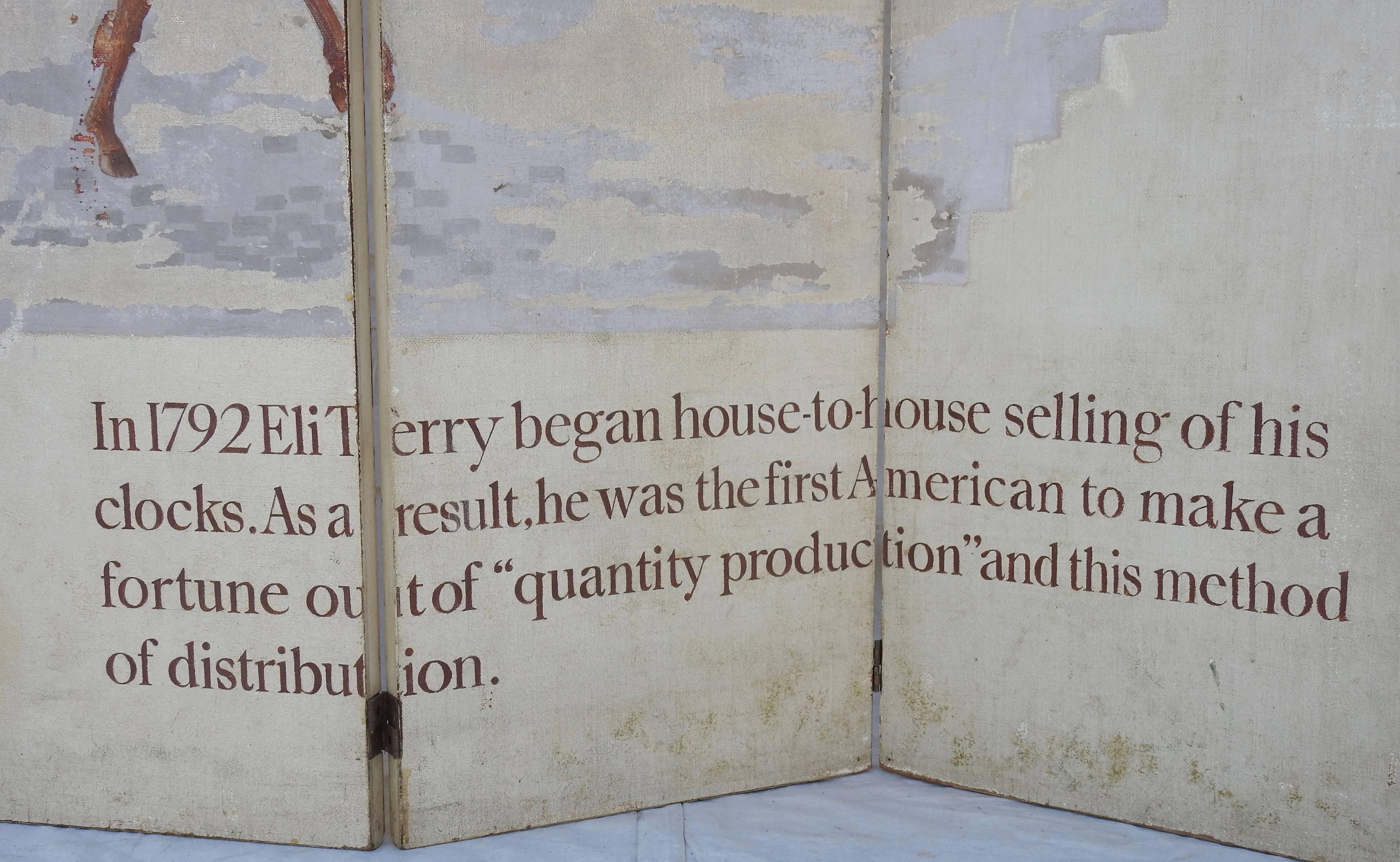 Eli Terry Clockmaker HandPainted Room Divider with Horse Scene at