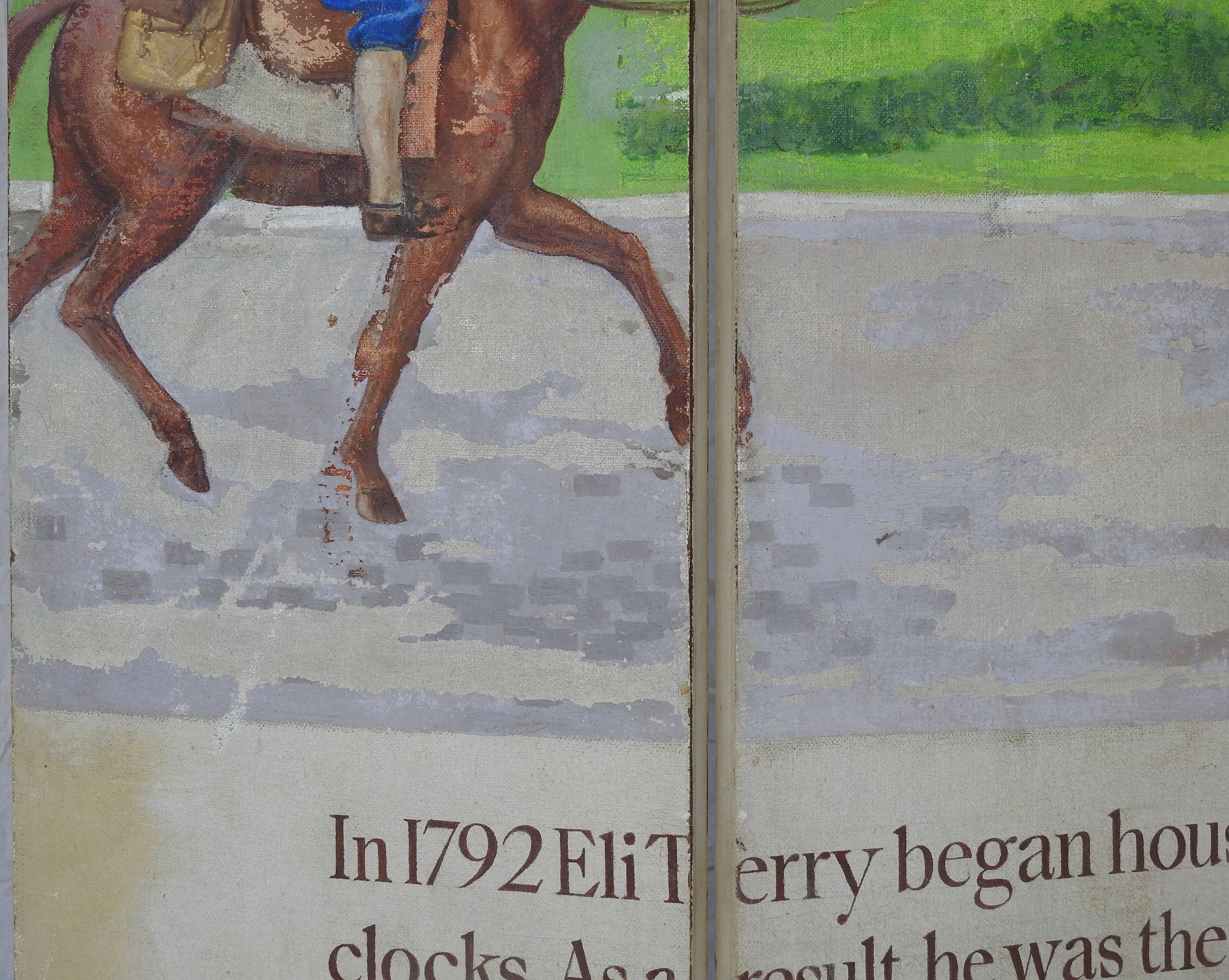 Eli Terry Clockmaker HandPainted Room Divider with Horse Scene at