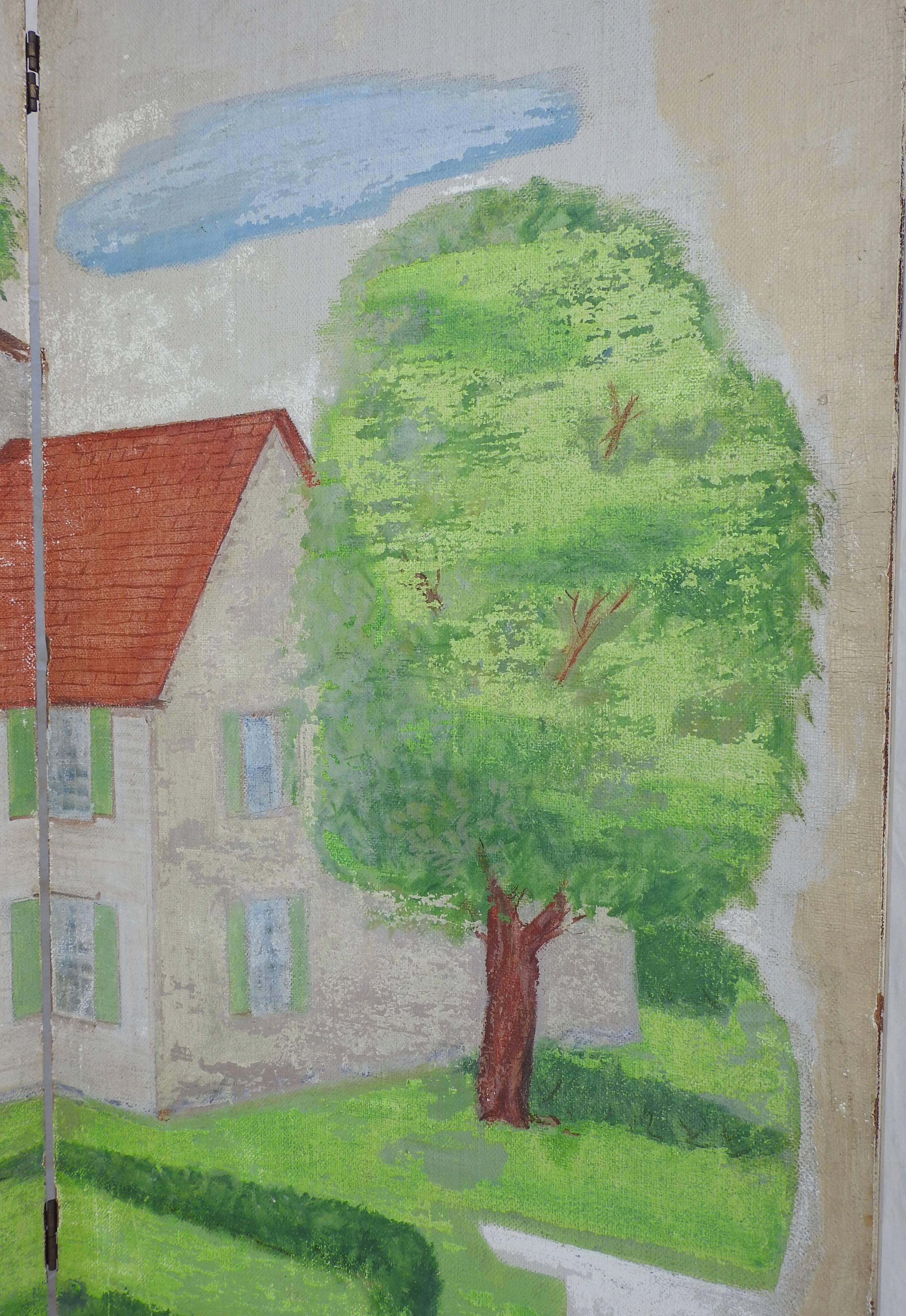 Eli Terry Clockmaker HandPainted Room Divider with Horse Scene at