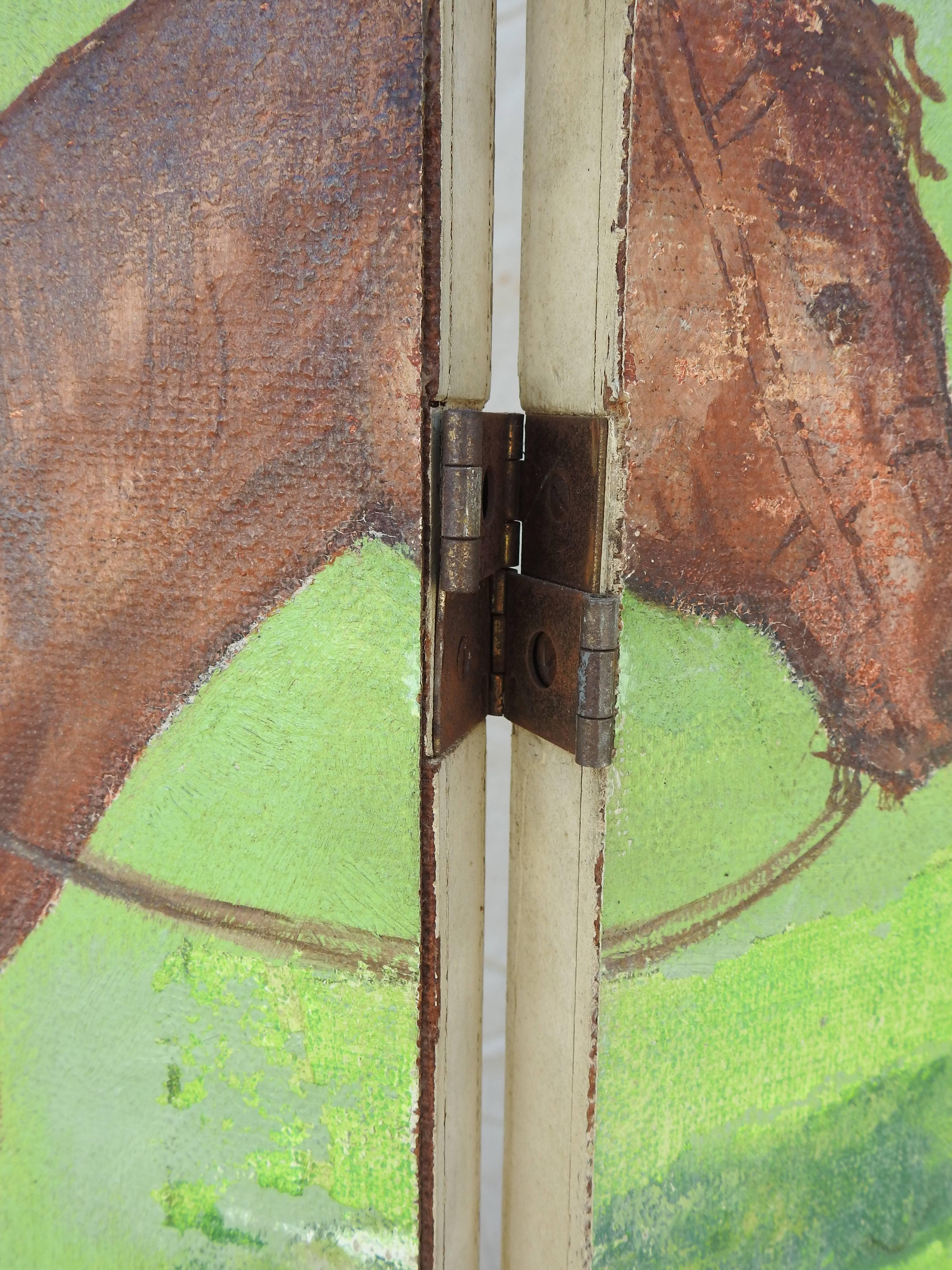 Eli Terry Clockmaker HandPainted Room Divider with Horse Scene at