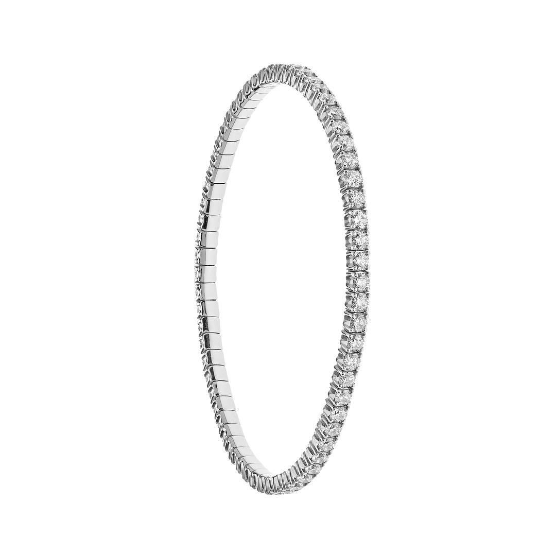 Round Cut Elia 4.6 Carat Diamond Stretch Tennis Bracelet For Sale