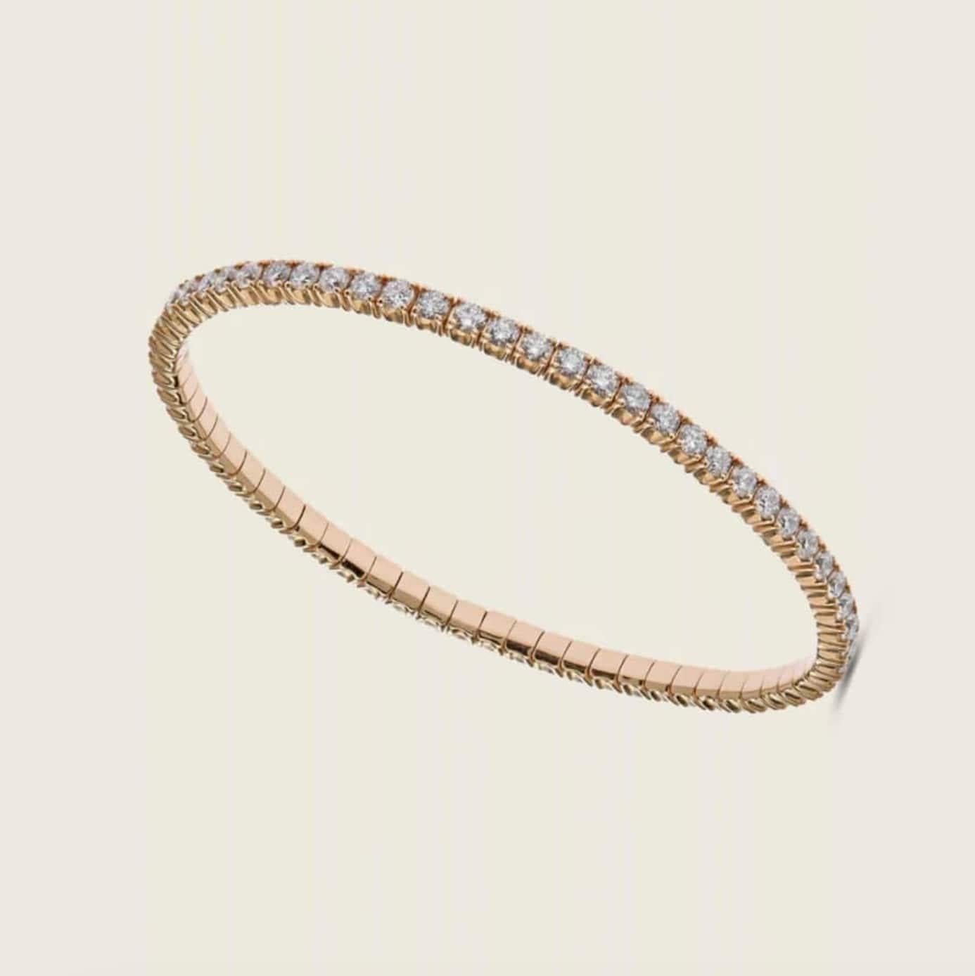 Round Cut Elia 4.6 Carat Diamond Stretch Tennis Bracelet For Sale