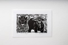 African big 2, Elia Shiwoohamba, Linoleum block print