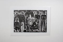 Did you take a time to know him, Elia Shiwoohamba, Linoleum block print on paper
