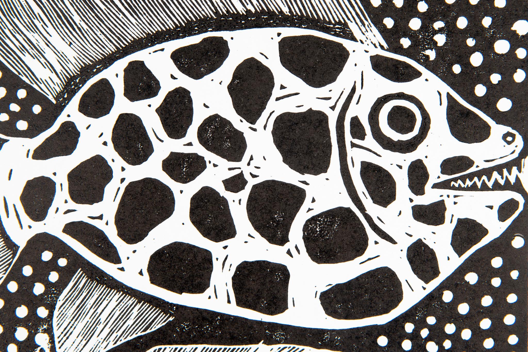 turtle block print