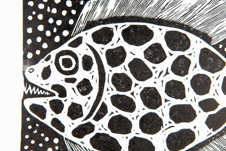 Eeshi, Elia Shiwoohamba, Linoleum block print - Gray Animal Print by Elia Shiwoohamba