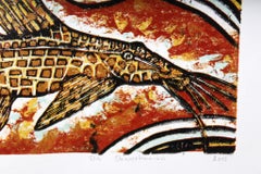 Giraffe catfish, Elia Shiwoohamba, Cardboard block print