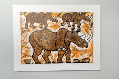 God help the Rhinos of Namibia, Elia Shiwoohamba, Cardboard print on paper