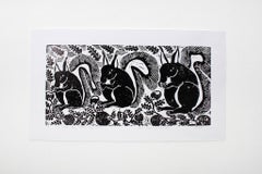 I love the tree squirrel, Elia Shiwoohamba, Linoleum block print