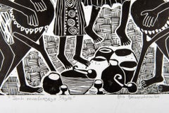 John Muafangejo Style, Elia Shiwoohamba, Linoleum block print on paper