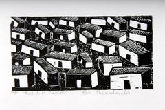 Katutura ghettos, Elia Shiwoohamba, Linoleum block print