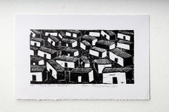 Katutura ghettos, Elia Shiwoohamba, Linoleum block print
