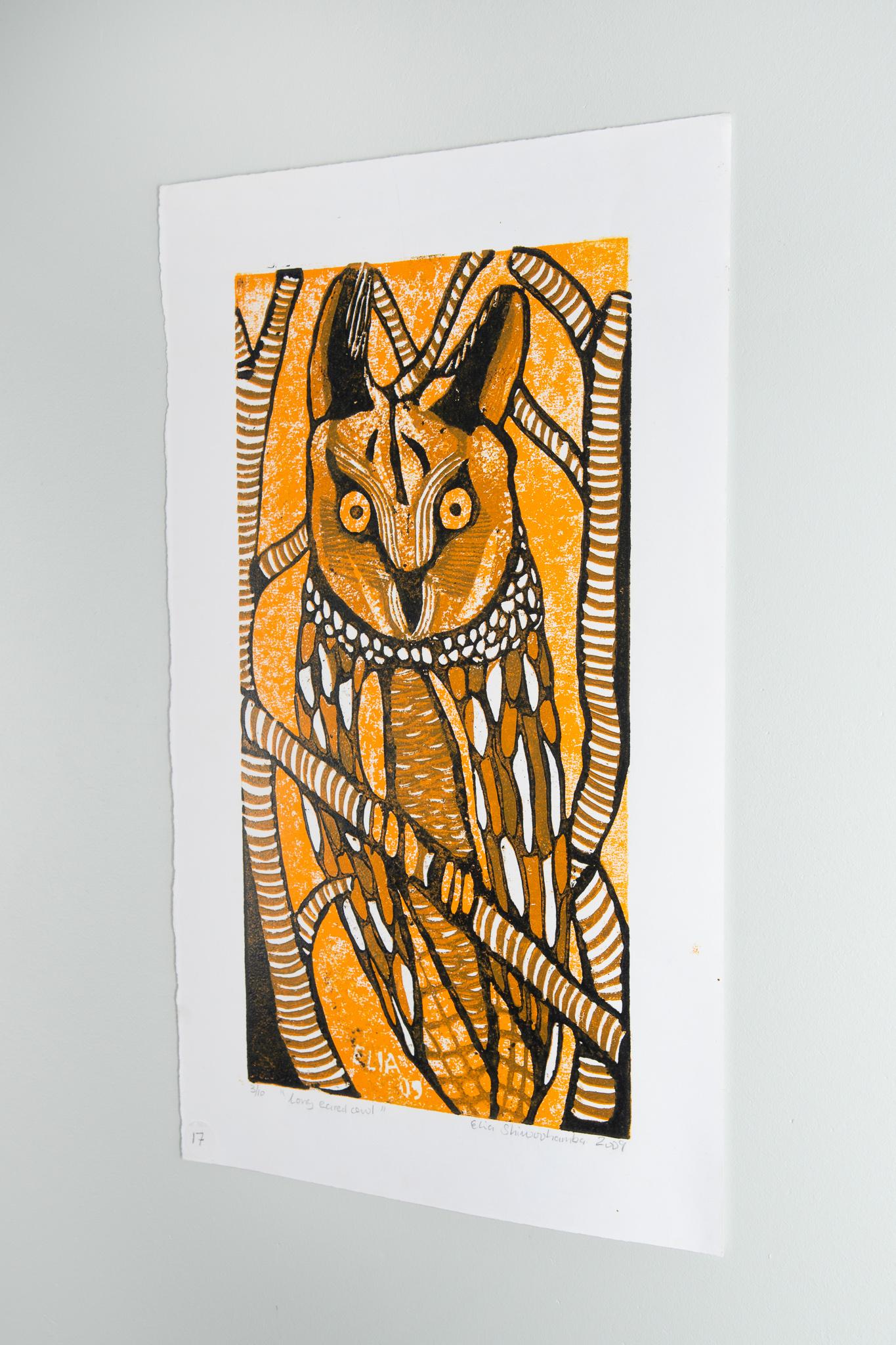 Long Eared Owl, Elia Shiwoohamba, Cardboard print on paper For Sale 3