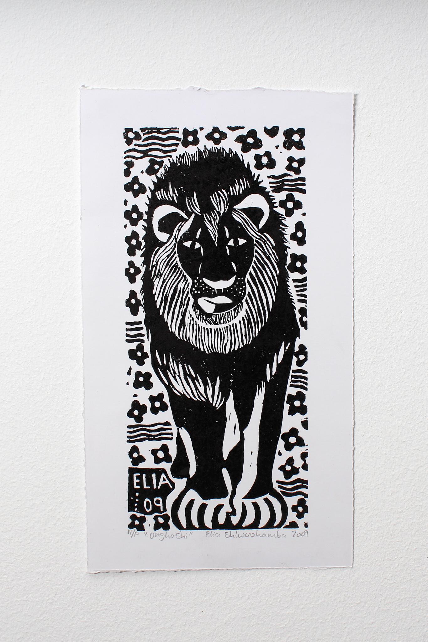 lion block print