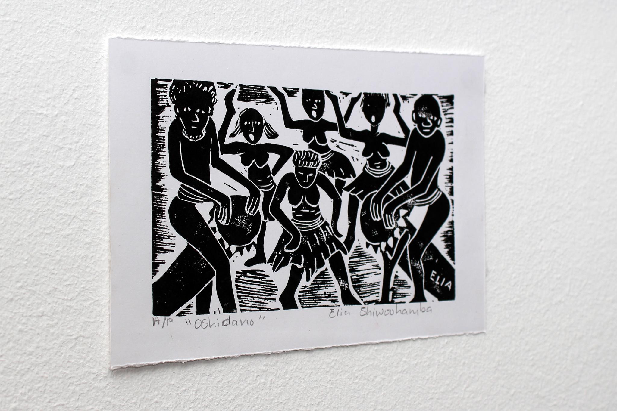 Oshidano, Elia Shiwoohamba, Linoleum block print For Sale 1