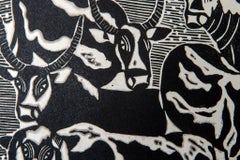 Shiwoohamba's Cattle, Elia Shiwoohamba, Linoleum block print on paper