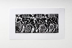 « The 3 Wild Dogs », Elia Shiwoohamba, impression de blocs de linoléum sur papier